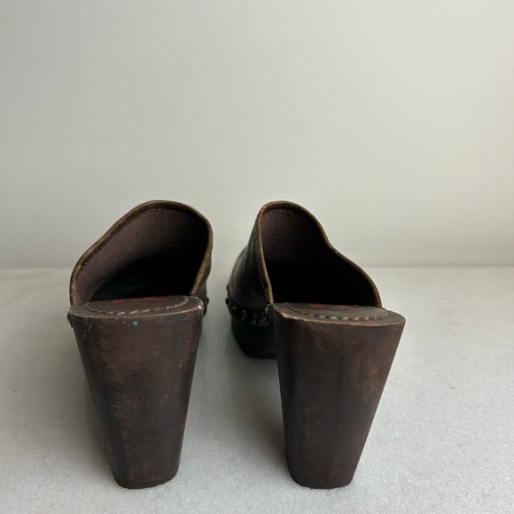 Vintage Brown Leather Studded Clogs Y2K Size 7 1/2 - Picture 6 of 8